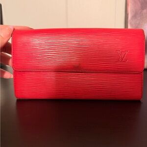 Louis Vuitton Red Epi Clutch Wallet